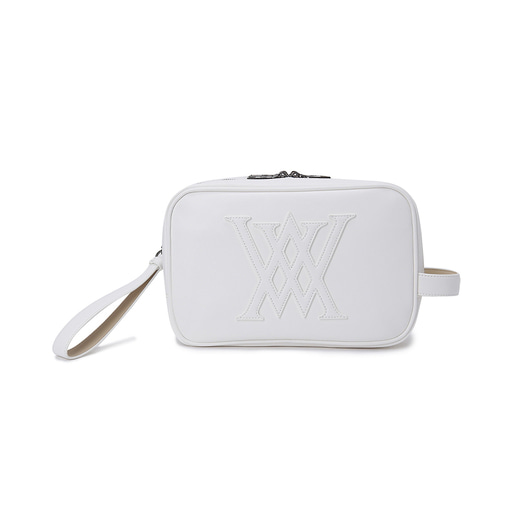 LEATHER PATCH LOGO POUCH_WH